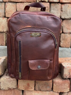 Rich Luxury Leather Men Backpack Rucksack Vintage Laptop Brown Messenger 15 Inch $89.82