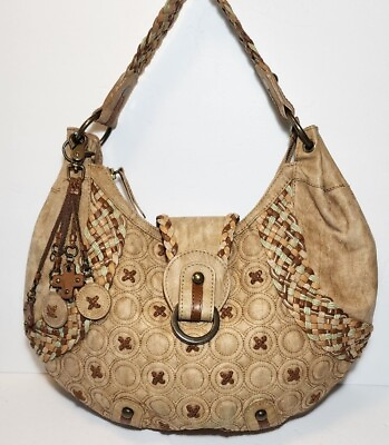 #ad #ad ISABELLA FIORE KISSES AND HUGS EMBROIDERED LEATHER XO ACCENTED TAUPE HOBO $500
