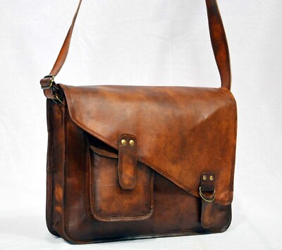New Leather Laptop Messenger Women Satchel Men Vintage Shoulder Brown Briefcase $50.90