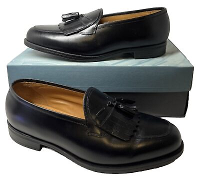 #ad Florsheim Genuine Black Leather Carver Kilted Tassel Loafer Shoe Size 10.5 EEE