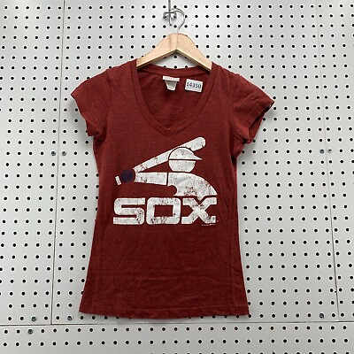 #ad Chicago White Sox Womens Red Short Sleeve Size Small Shirt Front Logo