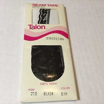 #ad 1 TALON SEAM TAPE STRETCH LACE “BLACK” 3 YDS 100% NYLON
