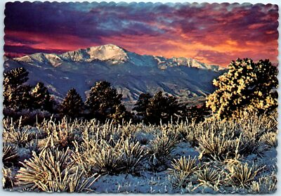 #ad Postcard Pikes Peak in Winter Colorado Springs Colorado