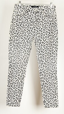 #ad Joe’s Women’s Jeans 31 White Silver Skinny Leopard Print Stretch Pockets