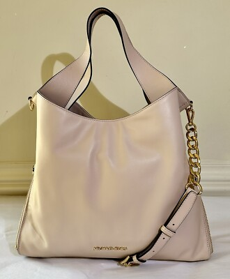 #ad Michael Kors Leather Large Hobo Shoulder Bag Soft Pink