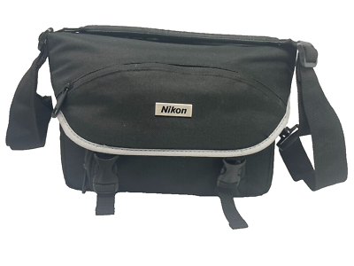 #ad Medium Nikon Camera Shoulder Bag Carry Case Black with Grey Trim