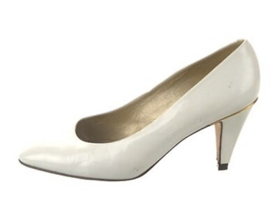 #ad Gucci Authentic Vintage White Genuine Leather Medium Heels 5 B