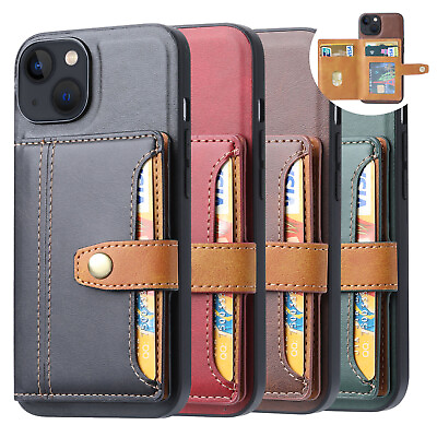 #ad For i Phone 15 Pro Max 14 13 12 11 Pro Leather Wallet Card Back Stand Flip Case