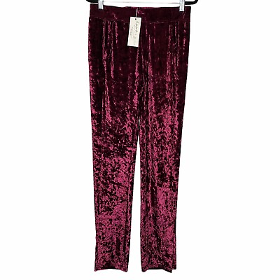 NEW Emma amp; Sam Velvet Pants Berry Side Slit Comfy Loungewear Elastic Size XS $19.50