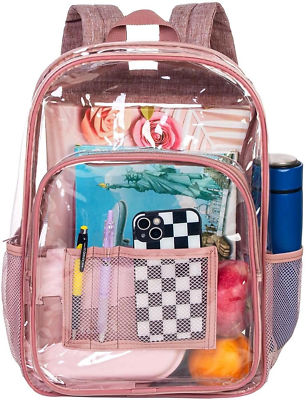 #ad AGSDON Clear Backpack Heavy Duty Transparent Bookbag See Through PVC Backpacks