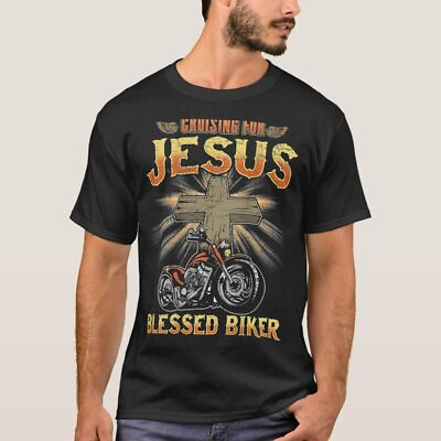 #ad Christian Cruising Jesus Blessed Biker Motorcycle Biker Gift Idea T Shirt