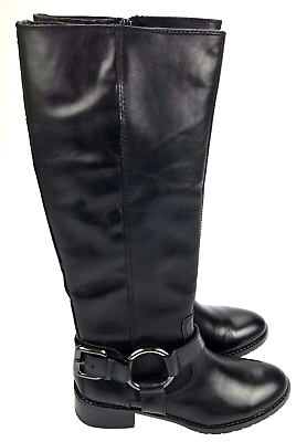 #ad NEW Donald J Pliner BOLE 2 Black Leather Womens 5.5 M Boots Tall Riding Side Zip
