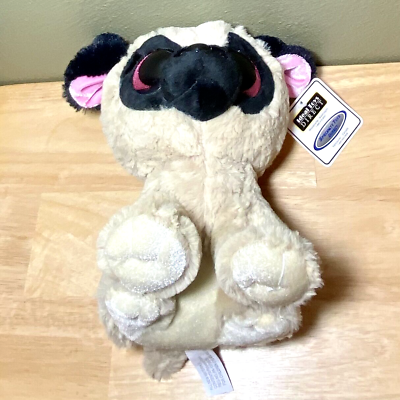 #ad Ideal Toys Direct Plush Pug Puppy Dog Stuffed Animal 10” Tall Huge Pink Eyes EUC