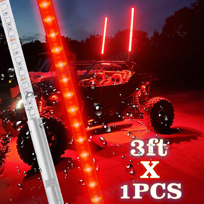 #ad 1PC 3ft Red LED Whip Lights Remote Control for ATV UTV RZR Off Road Polaris