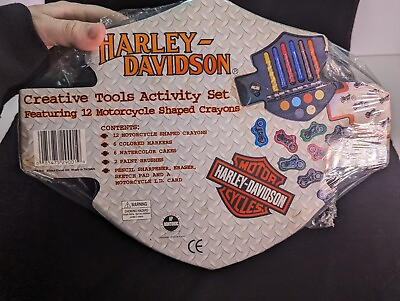#ad Vintage 1998 Harley Davidson Creative Tools Activity Set Motorcycle Crayons New