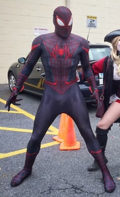 #ad Black Miles Morales Spider man Cosplay Costume Spiderman Zentai Suit Halloween