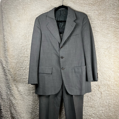 #ad Hickey Freeman Roots Mens 2 Piece Three Button Suit Gray Glen Check Pockets M 30