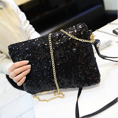 Evening Clutch Bag Glitter Sequin Handbag Sparkling Wallet Ladies Shoulder Bag $37.59
