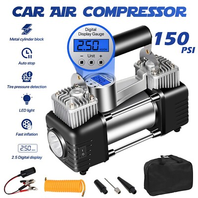 #ad 150PSI Heavy Duty 12V Portable Car Tyre Auto Tire Inflator Pump Air Compressor