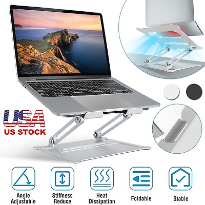 #ad Adjustable Foldable Laptop Stand Aluminum Notebook Riser Computer Holder Desk