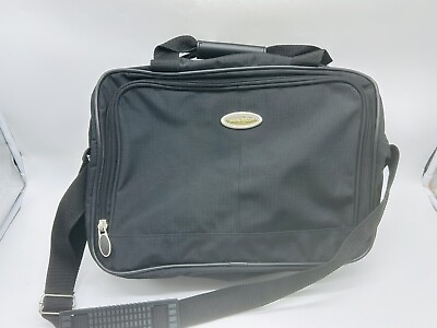#ad Eddie Bauer Messenger Bag Black Laptop Computer Briefcase NWOT