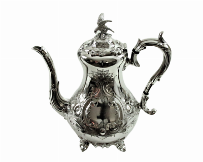 #ad Coffee Pot Louis IV English Silver Plate c.1860 Silver