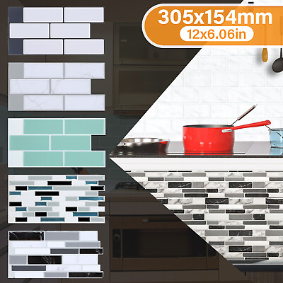 #ad Wall Tiles Backsplash Kitchen Bathroom Self Adhesive Tile Stickers Waterproof