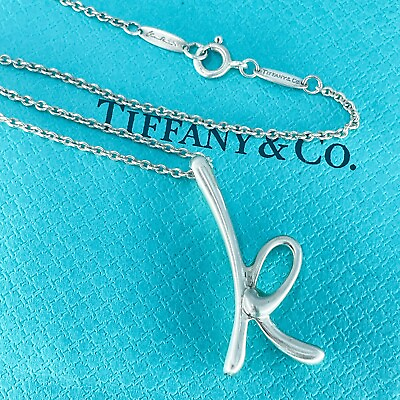 #ad Tiffany amp; Co. Initial Letter quot;Kquot; Pendant Necklace 17.9quot; Paloma Picasso Silver925