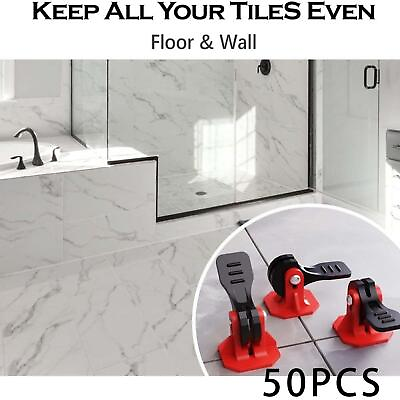 #ad 50 Pieces Tile Leveling System Tile Spacers Levelers Lightweight Adjustable Tile