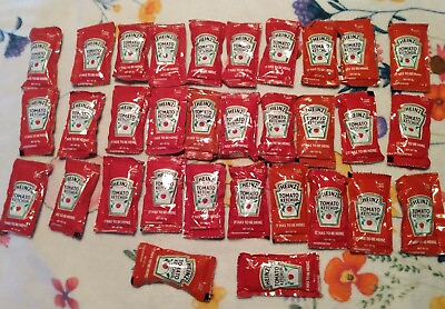 #ad 32 Packs Heinz Tomato Ketchup Net Wt. 9g Single Serve Packets Catsup Condiments