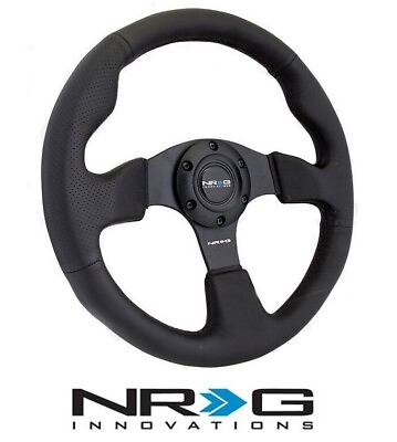 #ad NRG Race Style Steering Wheel Black Leather with Black Stitch 320mm RST 012R