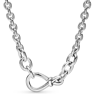 #ad Necklace Chain 925 Sterling Silver Chunky Infinity Knot Women Free Shipping