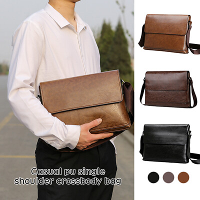 #ad Mens PU Leather Bags Messenger Bag Briefcase Satchel Shoulder Handbag Crossbody