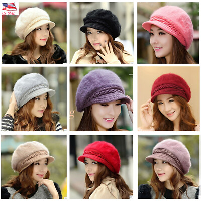#ad Ladies Winter Warm Knitted Crochet Slouch Baggy Beanie Hat Outdoor Ski Brim Cap