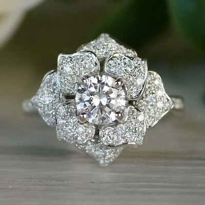 #ad Romantic Wedding Engagement 925 Silver Ring Cubic Zircon Women Ring Sz 6 10