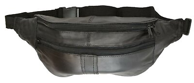 #ad Travel Genuine Leather Waist Fanny Pack Hip Pouch with Zippered Compartments