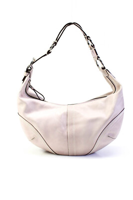 #ad Coach Womens Leather Silver Tone Hardware Zippered Top Handle Hobo Handbag Lilac