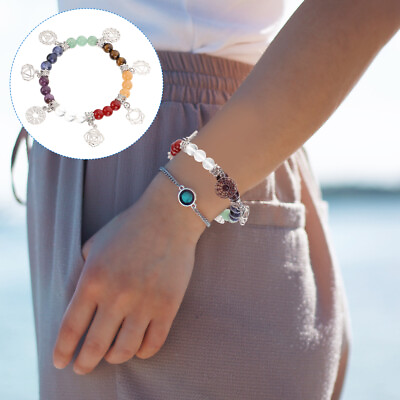 #ad 7 Chakra Gemstone Round Beads Yoga Balancing Jewelry Assorted Color