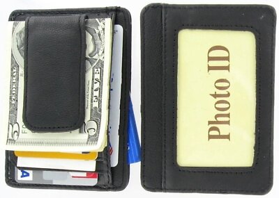 #ad Mens Leather Wallet Money Clip Credit Card ID Holder Front Pocket Slim NEW