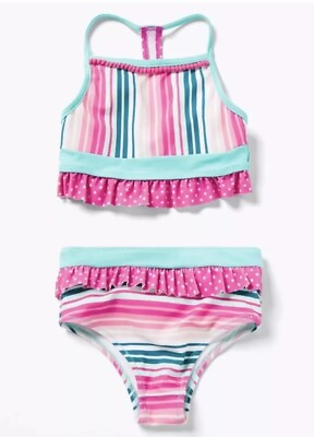 #ad Matilda Jane Enchanted Garden Style Play Striped Girls Swimsuit Size 6 New