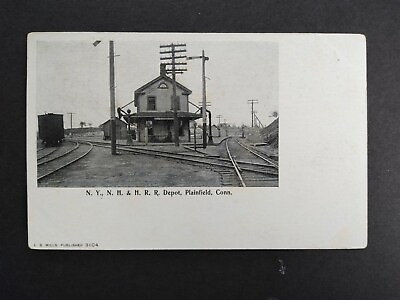 #ad Prov amp; Willima RPO 1906 Plainfield Connecticut Train Station Depot Postcard