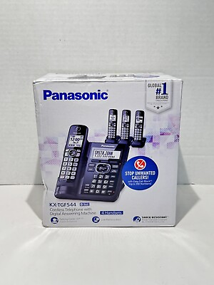 #ad Panasonic KX TGF544B Cordless Phone 4 Handsets Cordless Phone with Answering New