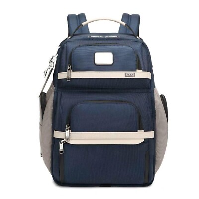 #ad Tumi Alpha 3 Backpack Navy white Shoulder Bag Business Travel Nylon Outlet