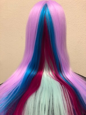 #ad Cosmetology Mannequin Head Hair Training Synthetic 26quot; Purple Blue pink