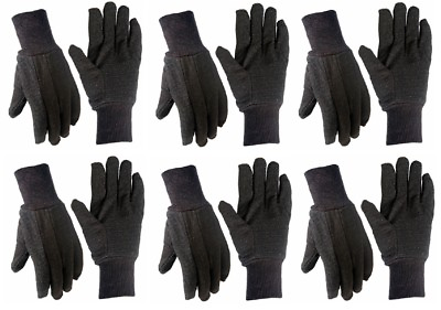 #ad 6 pair True Grip 9117 26 Mens Large Brown Jersey Gloves w Mini Gripper Dots