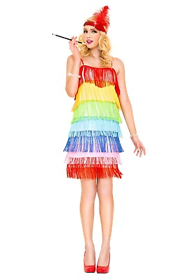 #ad Rainbow Fringe Flapper Dress PRIDE MONTH Festival Outfits S XL