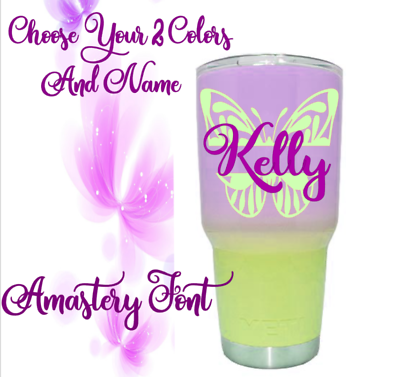 #ad Personalized Monogram Butterfly Vinyl Decal Sticker For Your Tumblers Cups