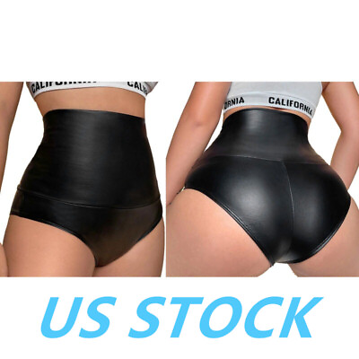 #ad US Womens PU Leather High Waist Booty Shorts Hot Pants Rave Dance Bottom Shorts