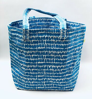 Donna Gorman Women#x27;s Blue Medium Square Seed Periwinkle Beach Tote Bag $59.38