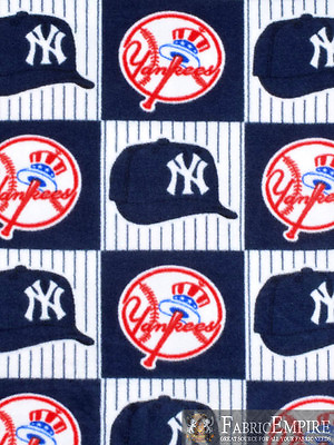 #ad MLB New York Yankees Block Edition Licensed Fleece Fabric 58 Wide SOLD BTY